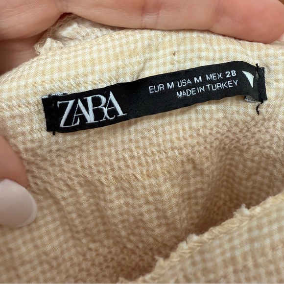 ZARA Textured Gingham Ruched Stretch Bustier Crop Top Size M - Picture 6 of 6